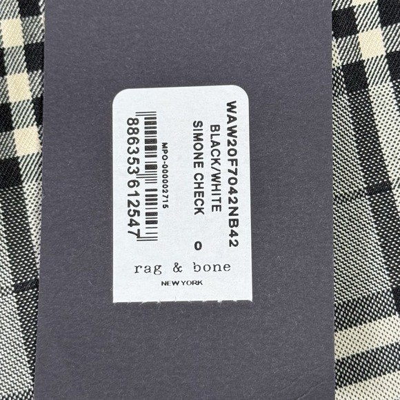 Rag & Bone Pants Womens 0 Black White Plaid Simone Check New York NWT - Picture 4 of 11